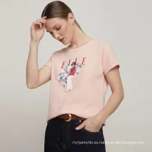 Camiseta de manga corta de verano estampada de moda para mujeres